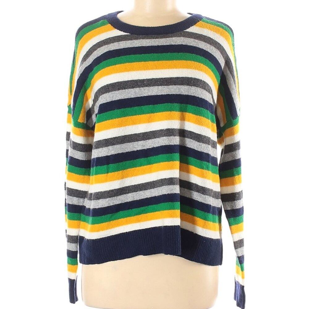 Court & Rowe NWT Bright Gold Pullover Long Sleeve Striped Sweater